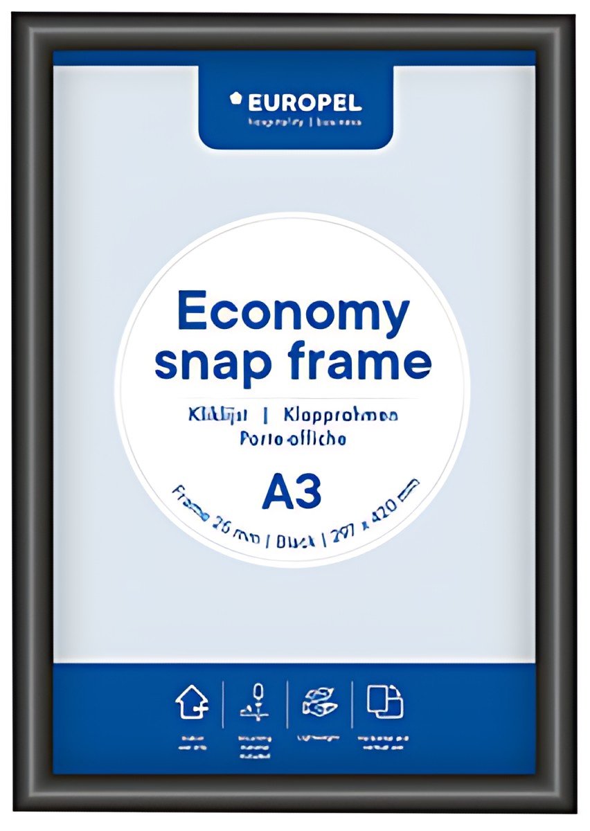 EUROPEL Cadre porte-affiche Economy, A3, 25 mm, noir
