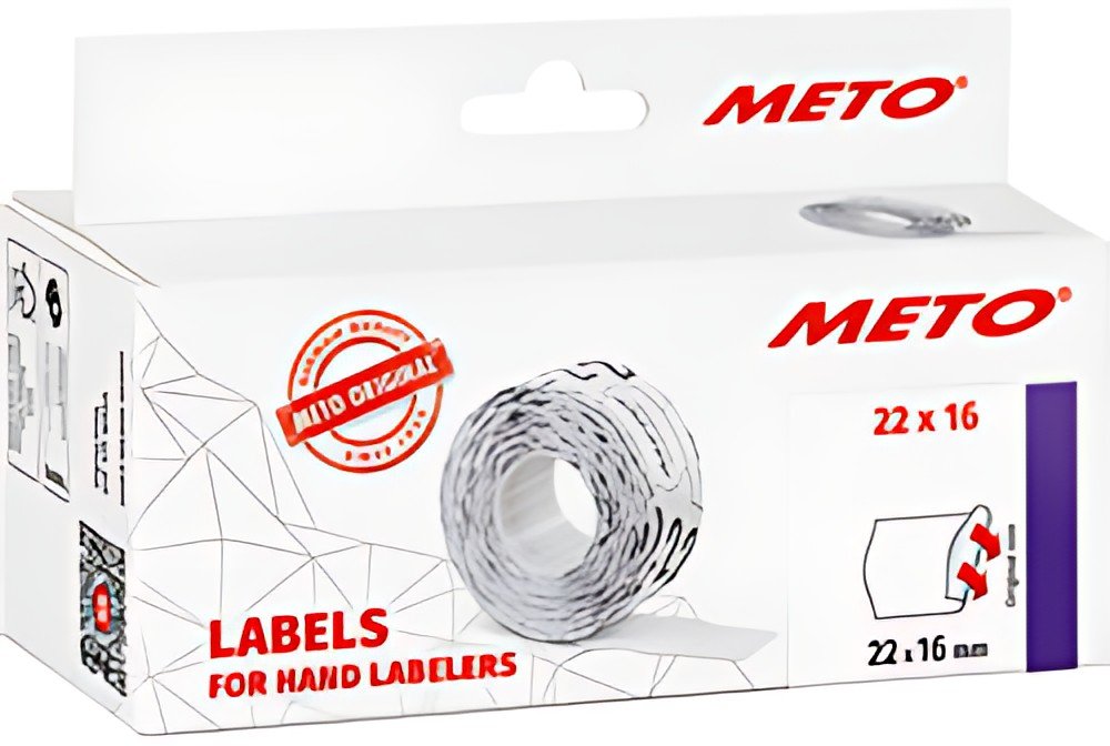 METO Étiquette pour étiqueteuse de prix, 22 x 16 mm, blanc