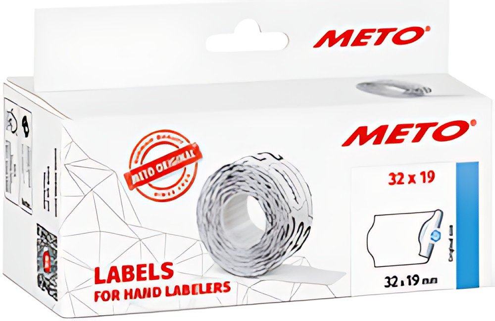 METO Étiquette pour étiqueteuse de prix, 32 x 19 mm, blanc