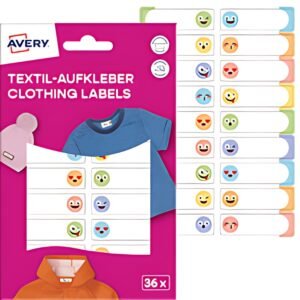 AVERY Étiquette pour textile, 13x45 mm, visage, multicolore