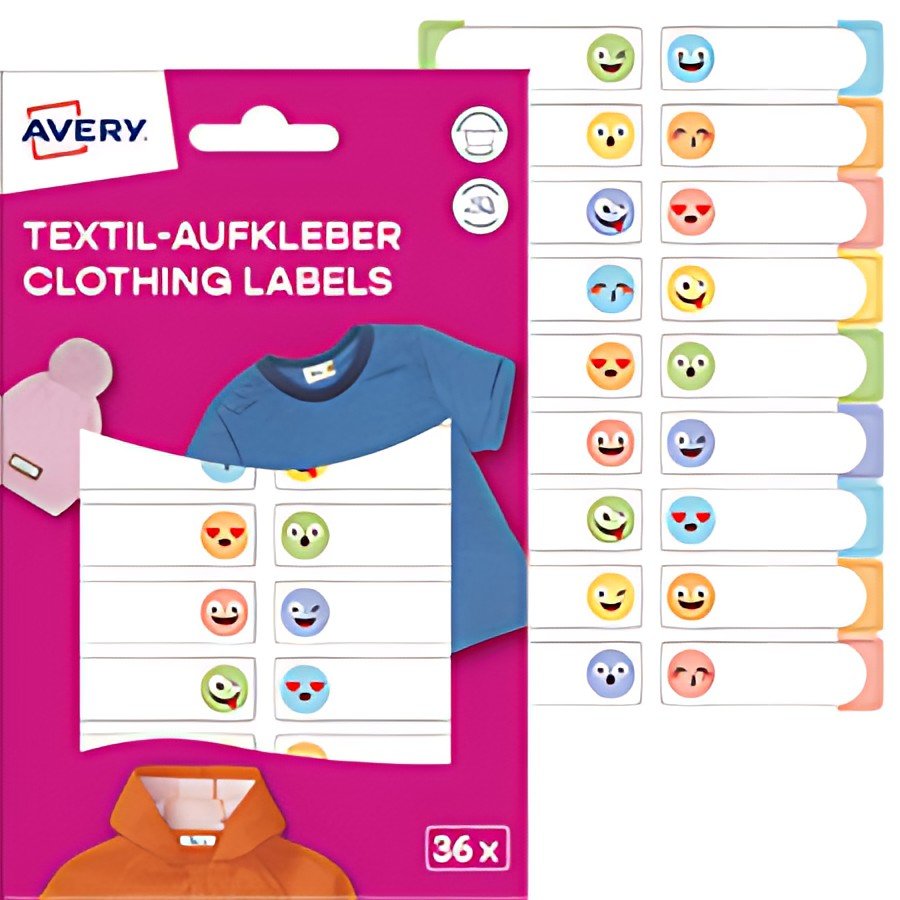 AVERY Étiquette pour textile, 13x45 mm, visage, multicolore