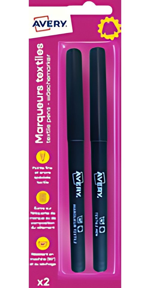AVERY Marqueur textile, pack de 2, noir