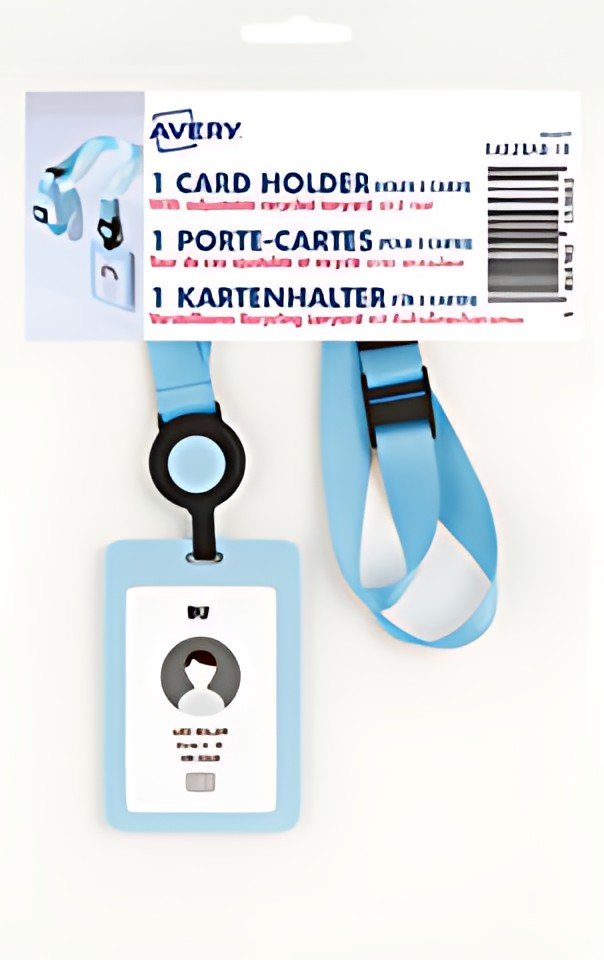 AVERY Porte-carte avec tour de cou, bleu pastel