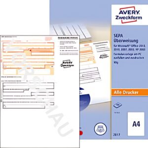 Formulaire fonctionnel AVERY « Virement standard SEPA », DIN A4