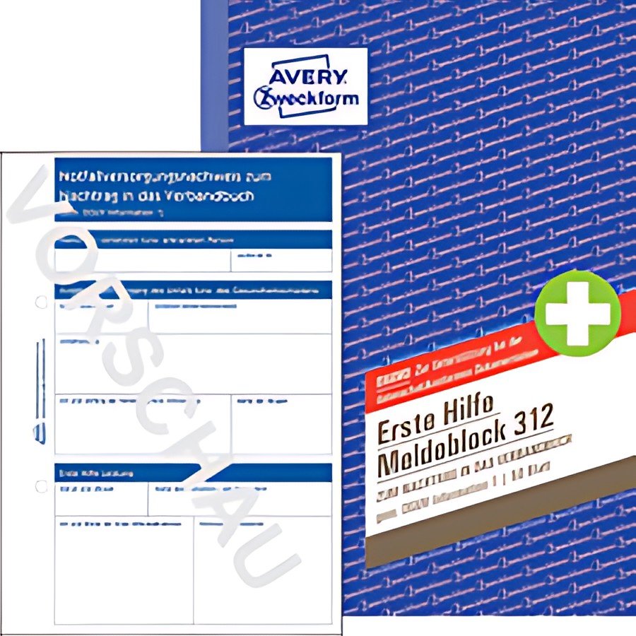 Bloc de messages de premiers secours AVERY Zweckform 312, DIN A5, 50 feuilles
