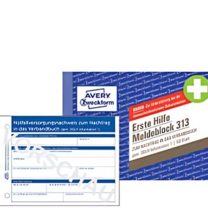 Bloc de messages de premiers secours AVERY Zweckform 313, DIN A6 paysage