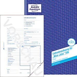 Carnet de formulaires AVERY Zweckform « Mini-Jobs de paie », A4