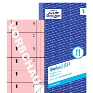 AVERY Zweckform formulaire livre "Carnet de reçus", 105 x 198 mm, rose