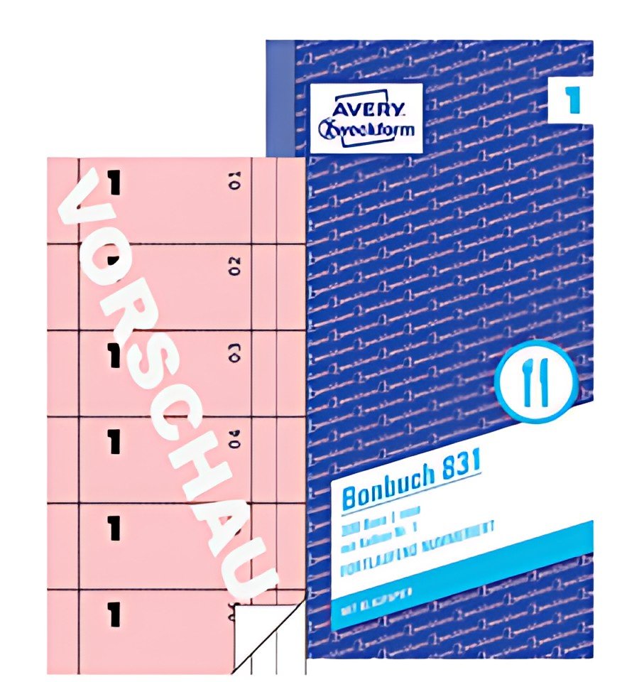 AVERY Zweckform formulaire livre "Carnet de reçus", 105 x 198 mm, rose