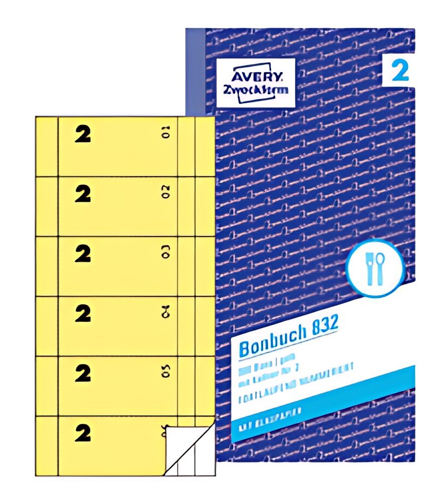 Carnet de formulaires AVERY Zweckform "Livre de reçus", 105 x 198 mm, jaune