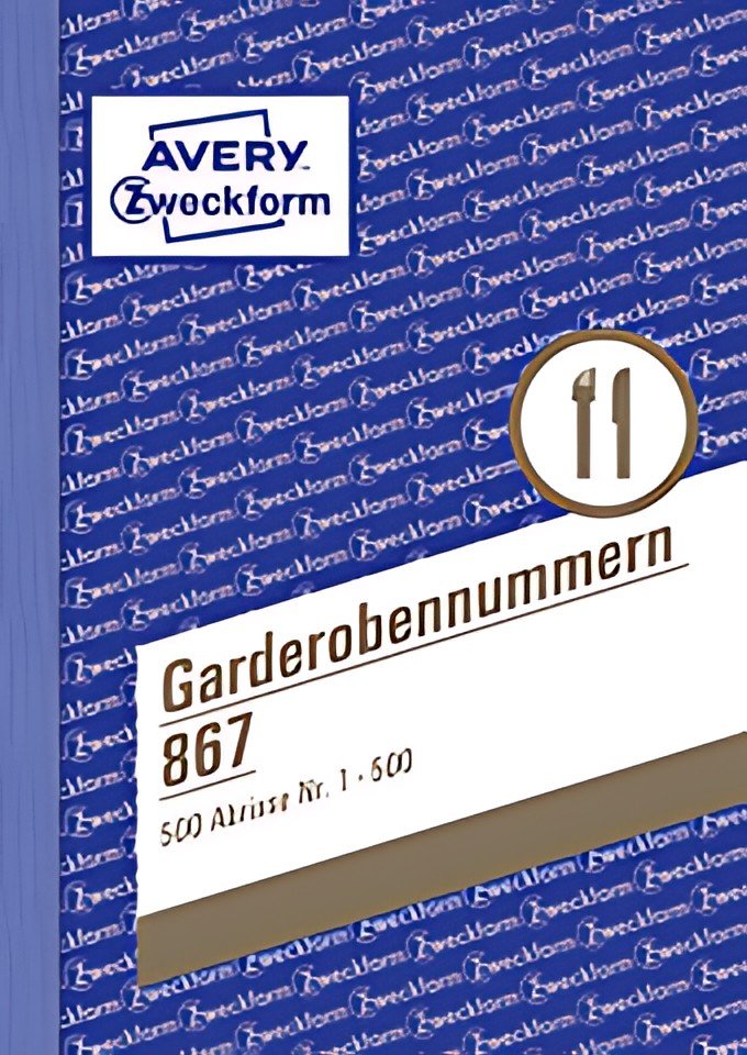 AVERY Zweckform bloc de numérotation "numéro garderobe",