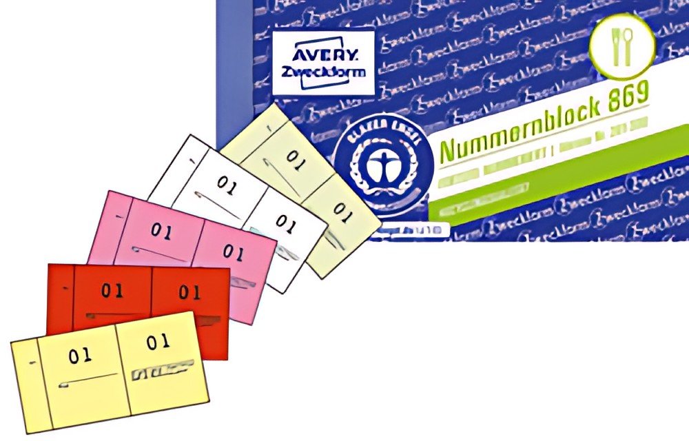 AVERY Zweckform pavé numérique 1 - 1000, 105 x 53 mm, 5 couleurs