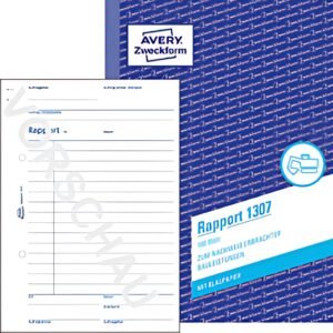 Carnet de formulaires AVERY Zweckform "Rapport", A5, 100 feuilles