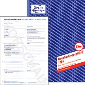 Carnet de formulaires AVERY Zweckform "Rapport de réception de construction", DIN A4