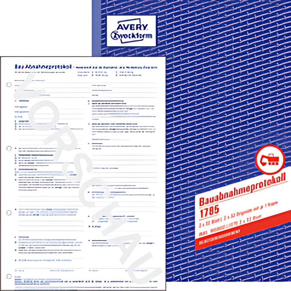 Carnet de formulaires AVERY Zweckform "Rapport de réception de construction", DIN A4