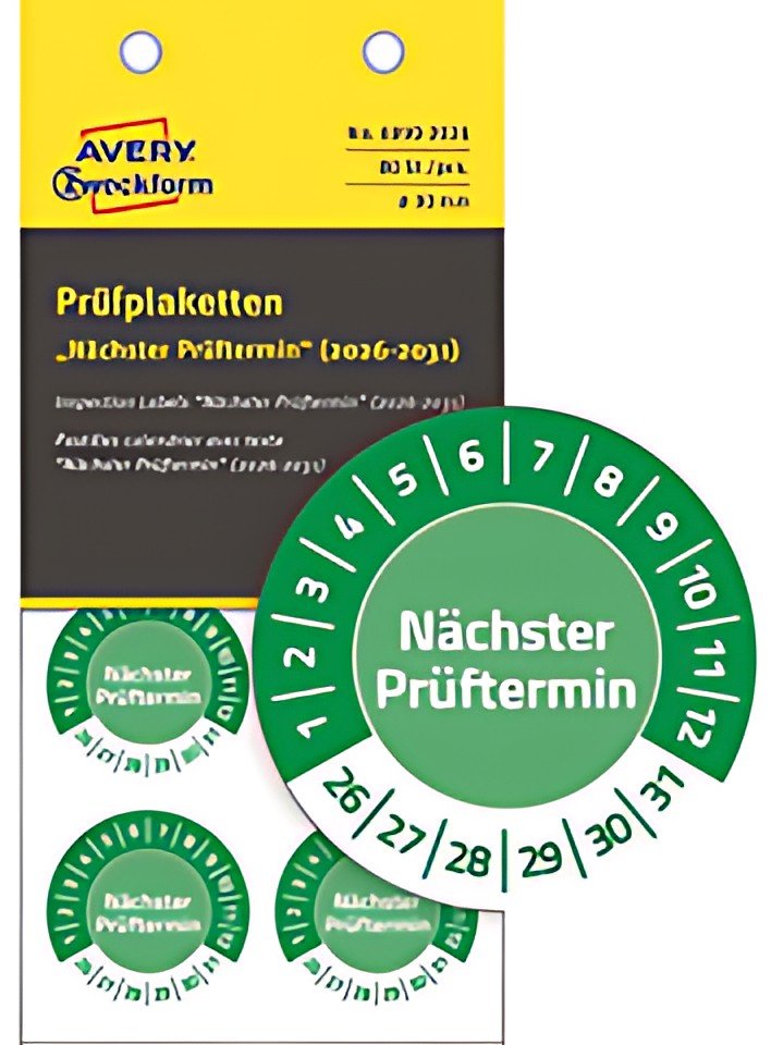 Autocollants de test AVERY Zweckform "Prochaine date de test", 2026-31