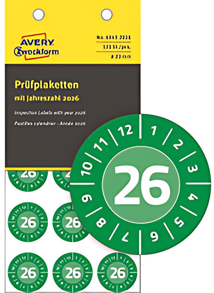 AVERY Zweckform Plaquette de contrôle, 2026, 30 mm, vert