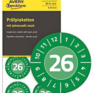 AVERY Zweckform Pastille calendrier 2025 NoPeel, 20 mm, vert