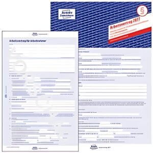 Formulaire fonctionnel AVERY « contrat de travail », A4, à usage commercial.
