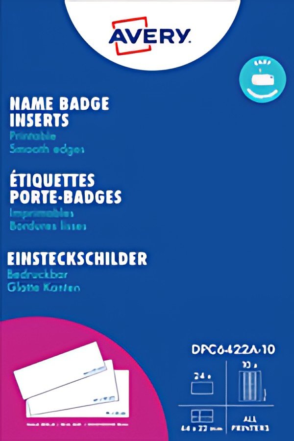 AVERY Insert imprimable pour badge, 190 g/m2, 74x34mm, blanc
