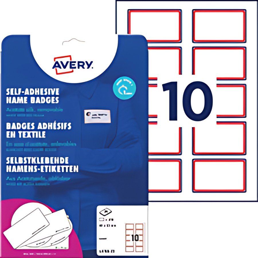 AVERY Zweckform Etiquettes pour badges, 80 x 50 mm, rouge