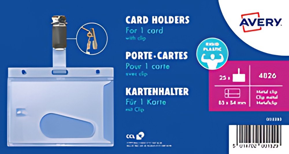 AVERY Porte-carte avec clip, 54 x 85 mm, transparent