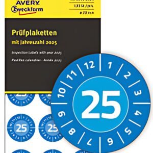 AVERY Zweckform Pastille calendrier 2025 NoPeel, 20 mm, bleu
