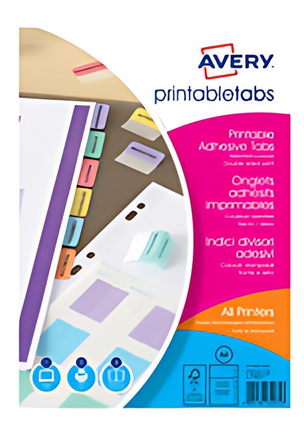 AVERY Onglets adhésifs personnalisables, A4, assorti