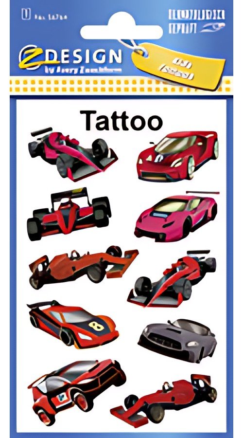 ZDesign KIDS Tatouages "voitures de course", noir/rouge