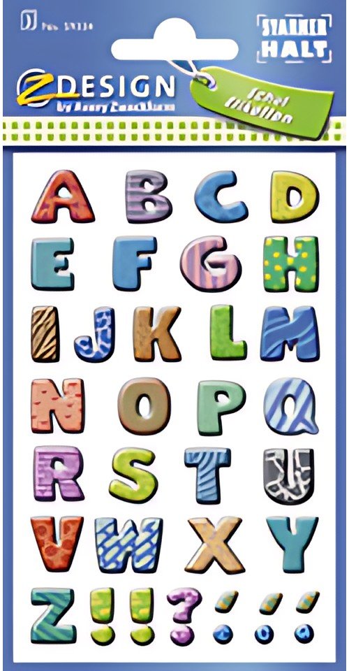 ZDesign SCHOOL Sticker de lettres, lettres: A-Z, coloré