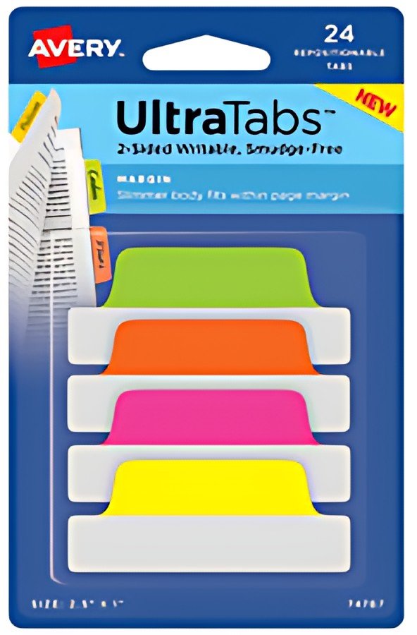 AVERY Zweckform Onglet adhésif UltraTabs fluo, 63,5 x 25 mm