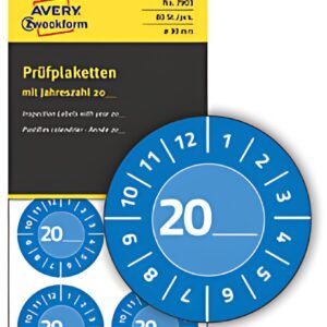AVERY Zweckform Plaquette de contrôle, 20xx à inscrire, bleu