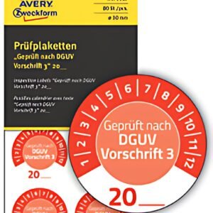 AVERY Zweckform Prüfplaketten "DGUV Vorschrift 3", rot