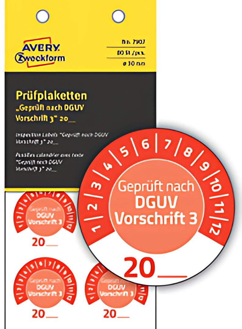 AVERY Zweckform Prüfplaketten "DGUV Vorschrift 3", rot