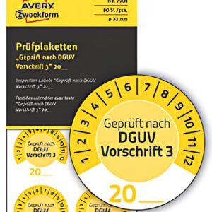 AVERY Zweckform Prüfplaketten "DGUV Vorschrift 3", gelb