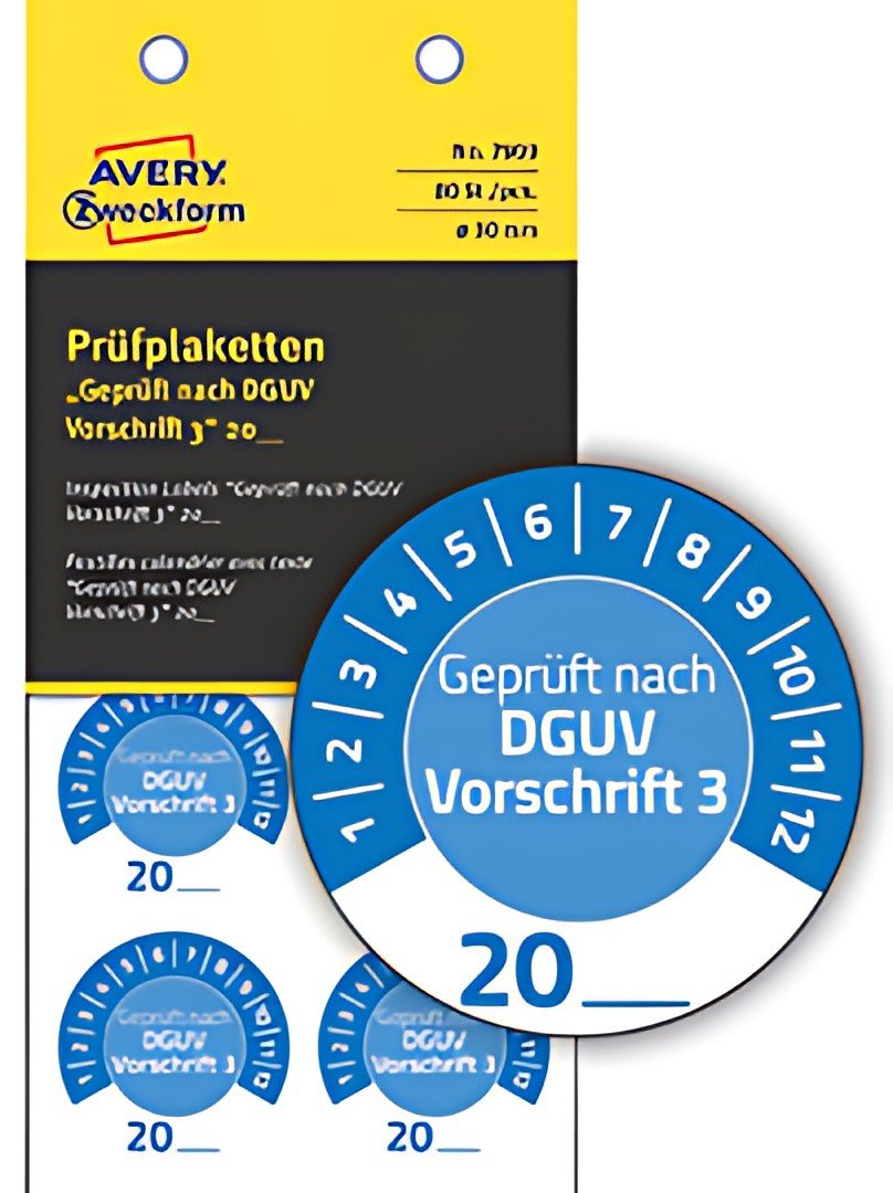 AVERY Zweckform Prüfplaketten "DGUV Vorschrift 3", blau