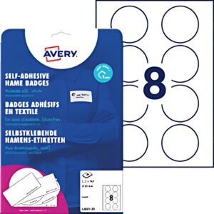 AVERY Zweckform Etiquette pour badge, 65 mm, rond, blanc
