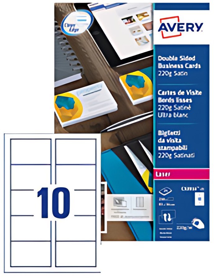 AVERY Cartes de visite Quick&Clean, 220 g/m2, blanc satin