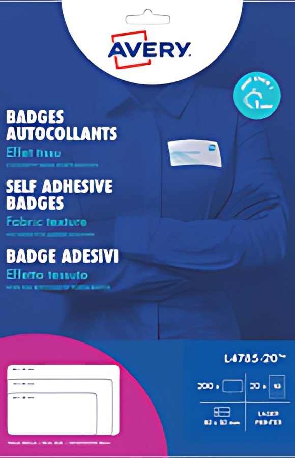 AVERY Badges autocollants, 80 x 50 mm, blanc