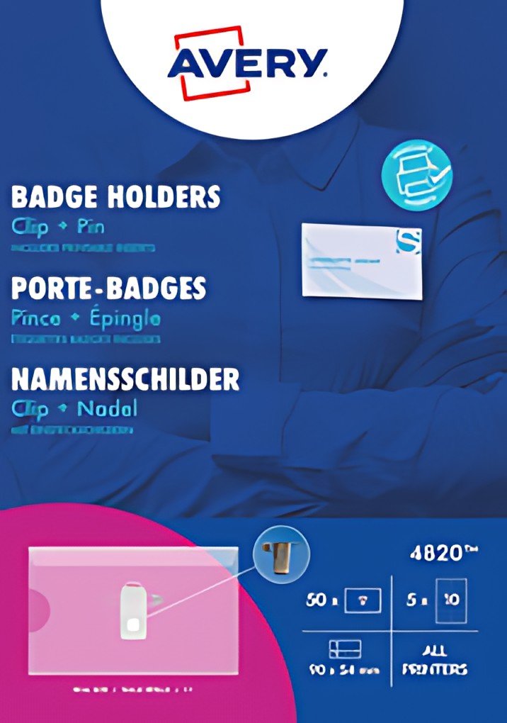 AVERY Porte-badge avec pince combi, 90 x 54 mm