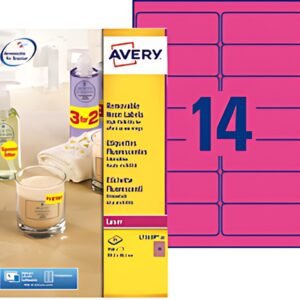 AVERY Etiquette fluorescente, 99,1 x 38,1 mm, rose fluo