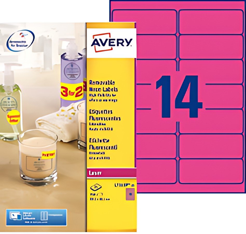 AVERY Etiquette fluorescente, 99,1 x 38,1 mm, rose fluo