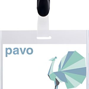 pavo Porte-badge, fermé en haut, avec clip, 60 x 90 mm
