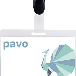 pavo Porte-badge plastifié, avec clip, 54 x 90 mm