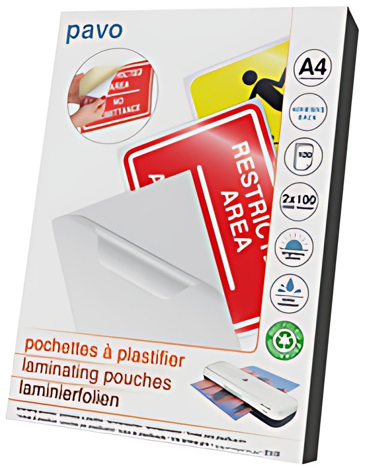 pavo Pochette de plastification, A4, autocollant