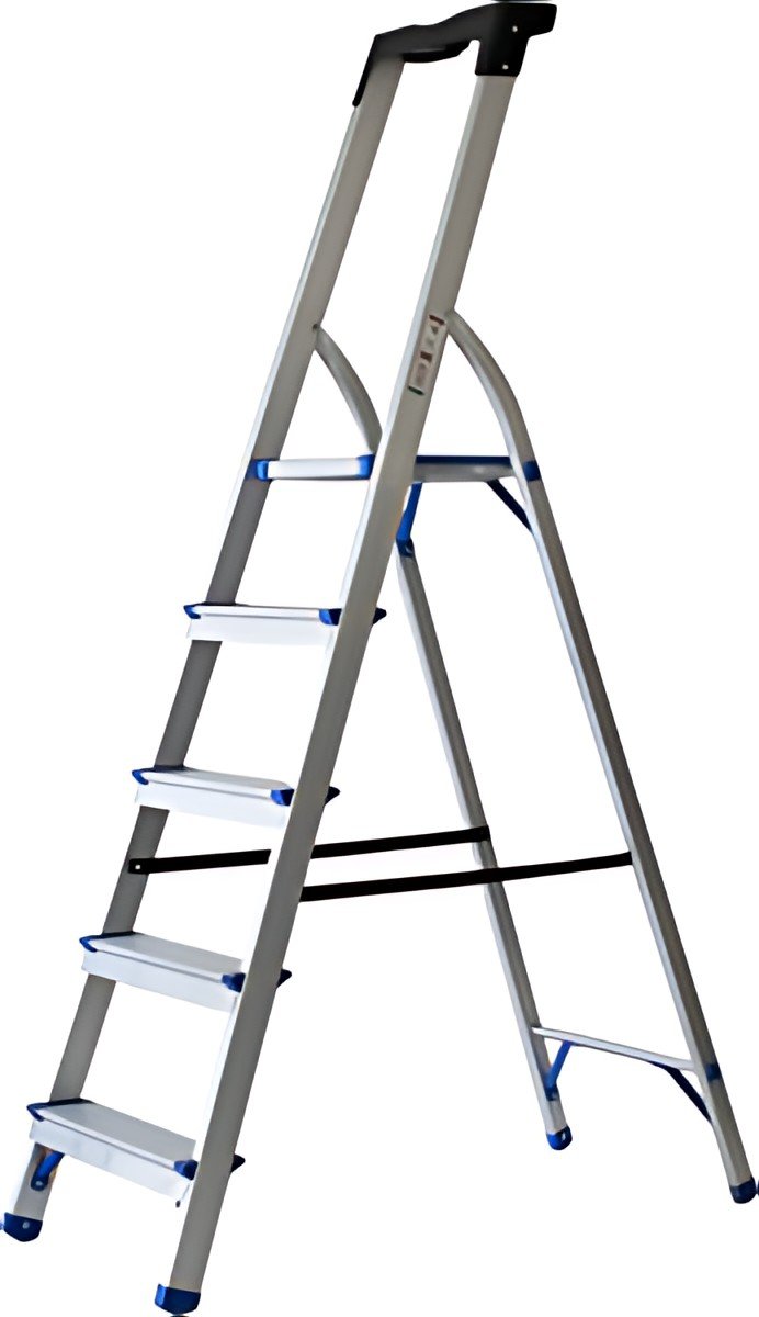 pavo Echelle repliable, 5 niveaux, argent/bleu