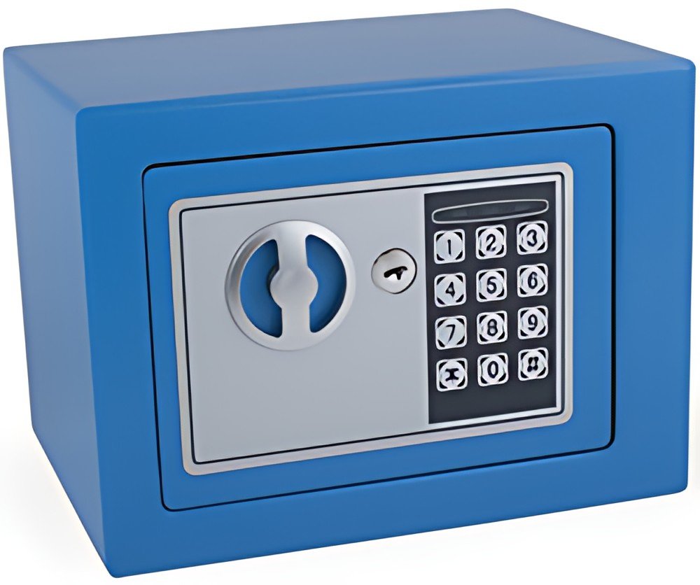 pavo Mini coffre-fort, avec serrure électronique, bleu