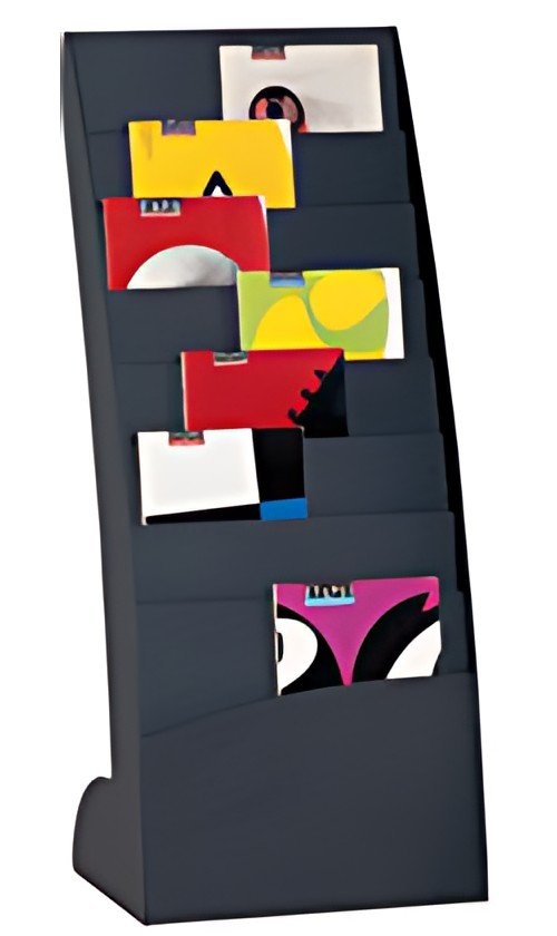 PAPERFLOW Porte-prospectus Courbo, 8 casiers, noir