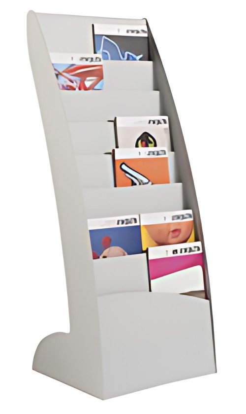 PAPERFLOW Porte-prospectus Courbo, 8 casiers, gris