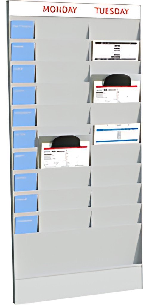 PAPERFLOW Planificateur de bureau mural, 20 casiers, gris